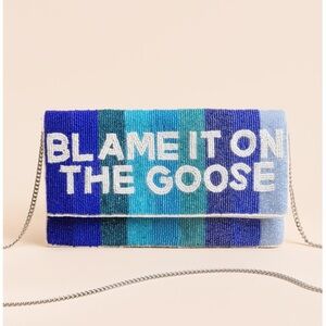 Francesca’s- Blame It On The Goose Stripe Beaded Clutch